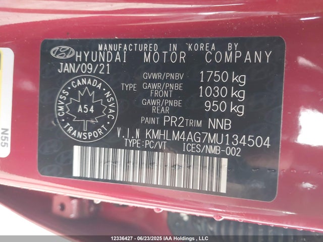 KMHLM4AG7MU134504 Hyundai mpi nu pe