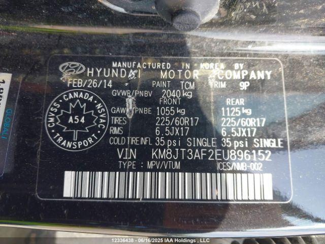 KM8JT3AF2EU896152 Hyundai gdi nu