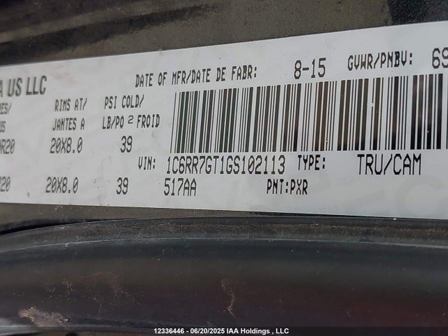 1C6RR7GT1GS102113 RAM 2016