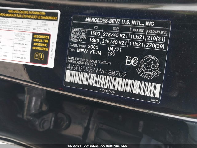 4JGFB5KB6MA483702 Mercedes-Benz m256