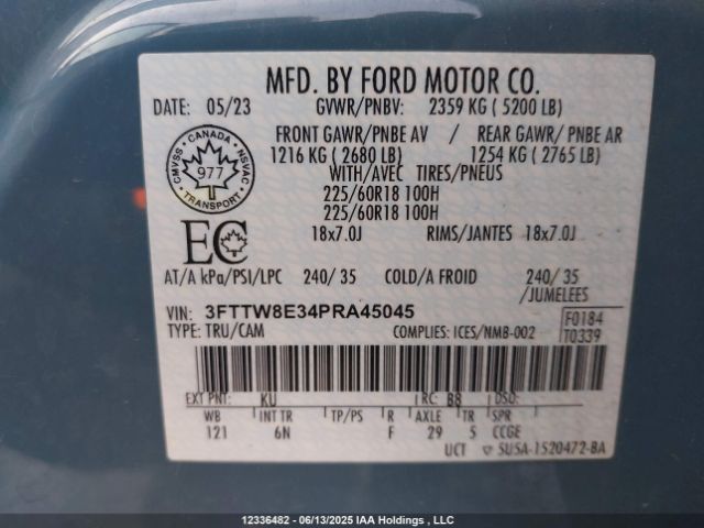 3FTTW8E34PRA45045 Ford 2023