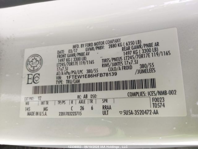 1FTEW1E86HFB78139 Ford F150 Supercrew