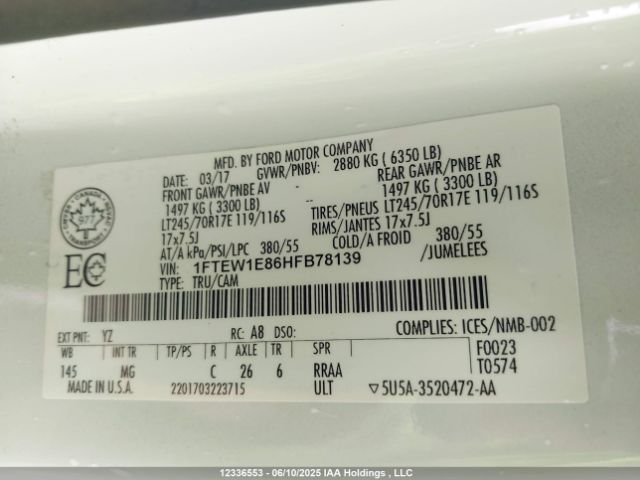 1FTEW1E86HFB78139 Ford F150 Supercrew