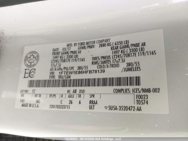 1FTEW1E86HFB78139 Ford F150 Supercrew