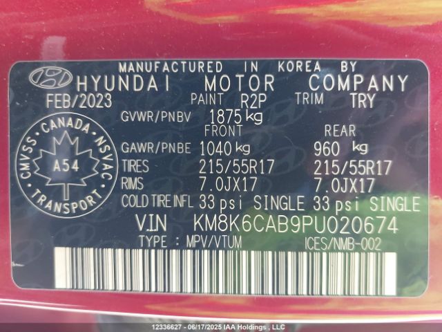 KM8K6CAB9PU020674 Hyundai mpi nu pe
