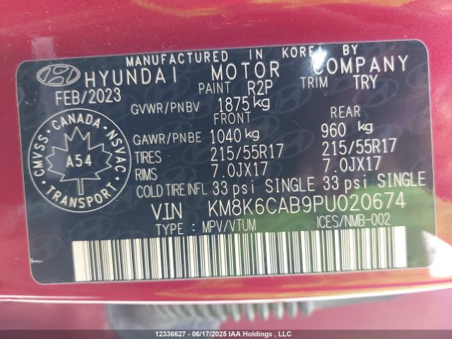 KM8K6CAB9PU020674 Hyundai mpi nu pe