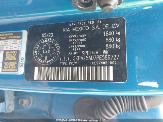 3KPA25AD7PE586727 KIA mpi gamma ii