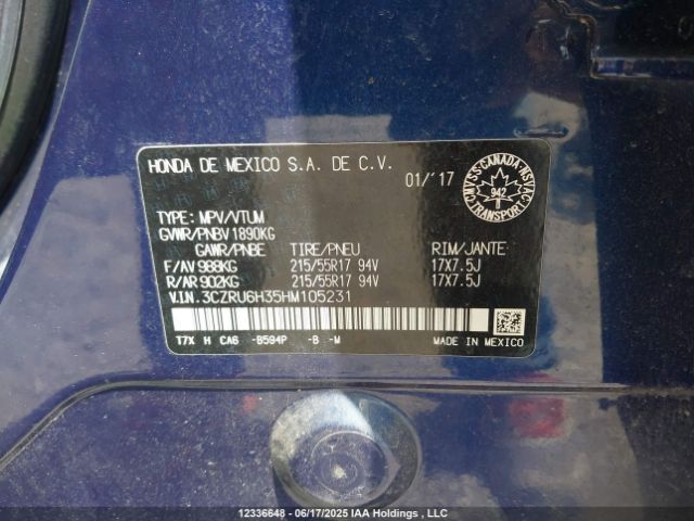 3CZRU6H35HM105231 Honda r18z9
