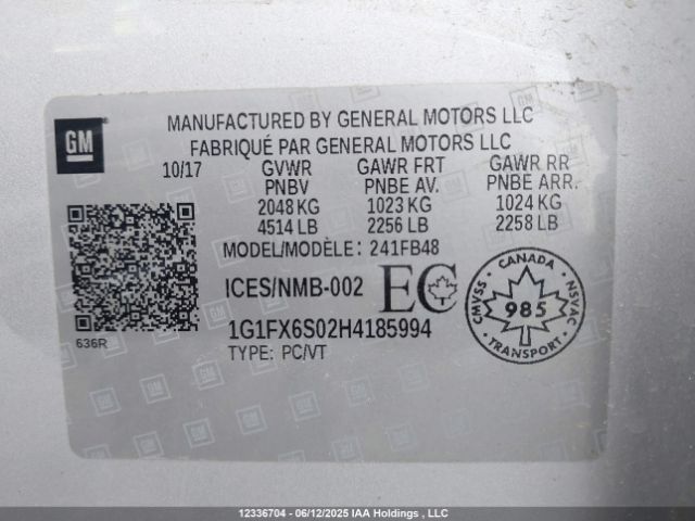 1G1FX6S02H4185994 Chevrolet 2017
