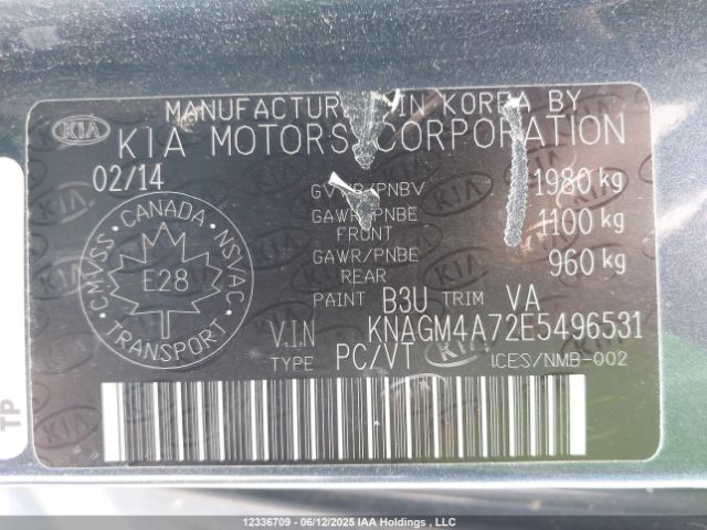 KNAGM4A72E5496531 KIA dohc gdi theta ii