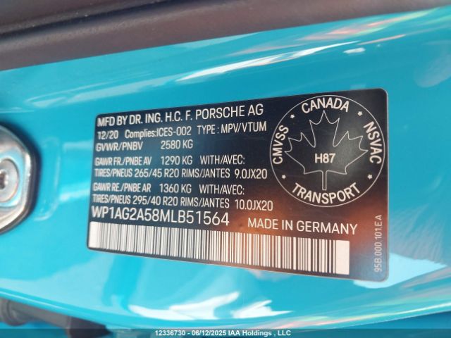 WP1AG2A58MLB51564 Porsche 2021