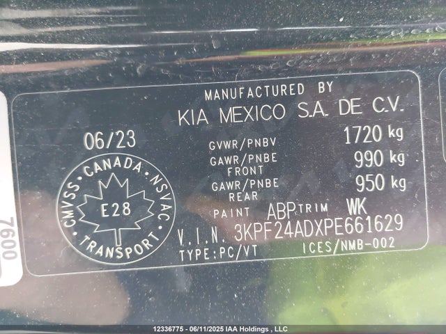 3KPF24ADXPE661629 KIA mpi nu