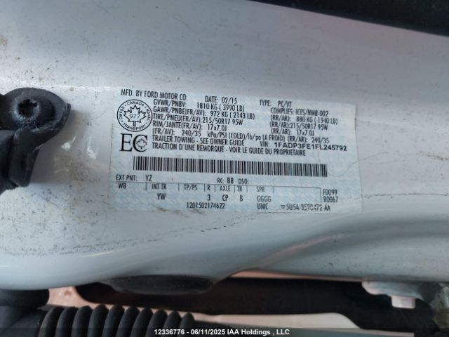 1FADP3FE1FL245792 Ford FOCUS SE