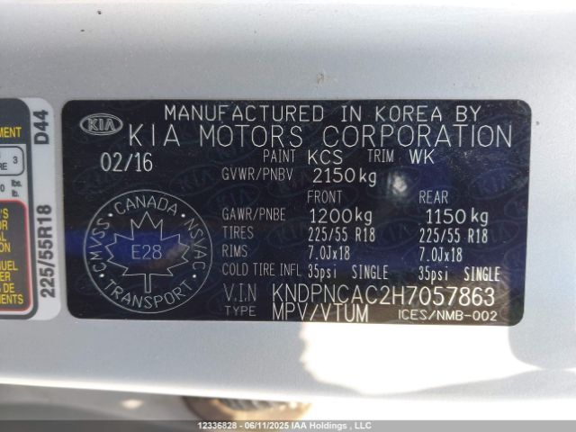 KNDPNCAC2H7057863 KIA gdi theta ii