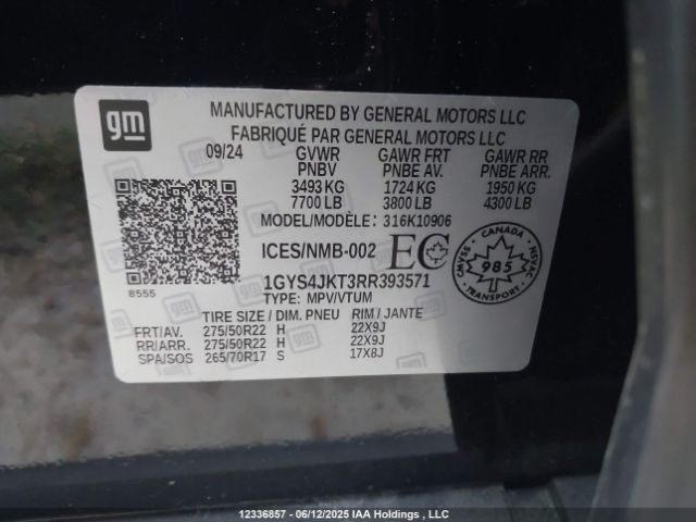 1GYS4JKT3RR393571 Cadillac Escalade Esv Luxury