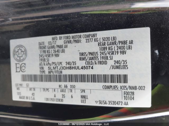 5LMTJ3DH8HUL45074 Lincoln 2.3l ecoboost