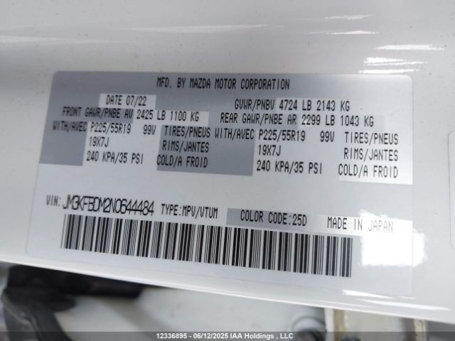JM3KFBDM2N0644484 Mazda Cx-5 Gt/sport Design