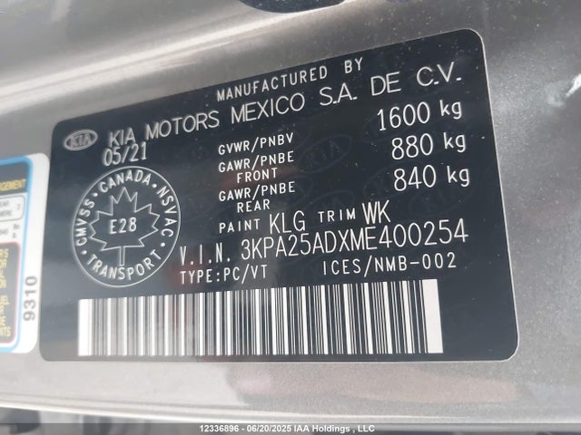 3KPA25ADXME400254 KIA gamma ii