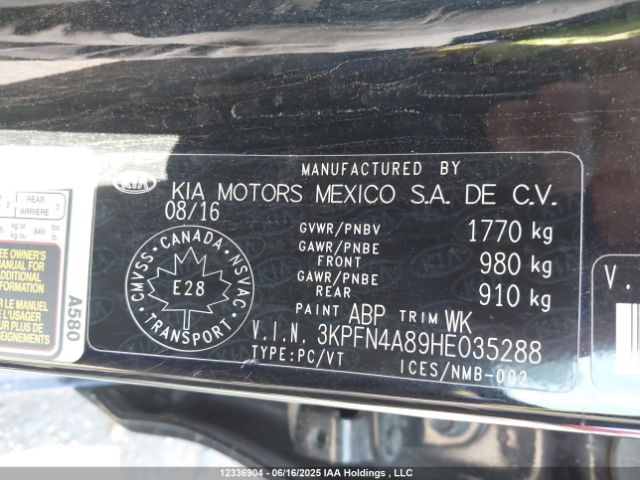 3KPFN4A89HE035288 KIA Forte Ex/ex Luxury/ex+/sx