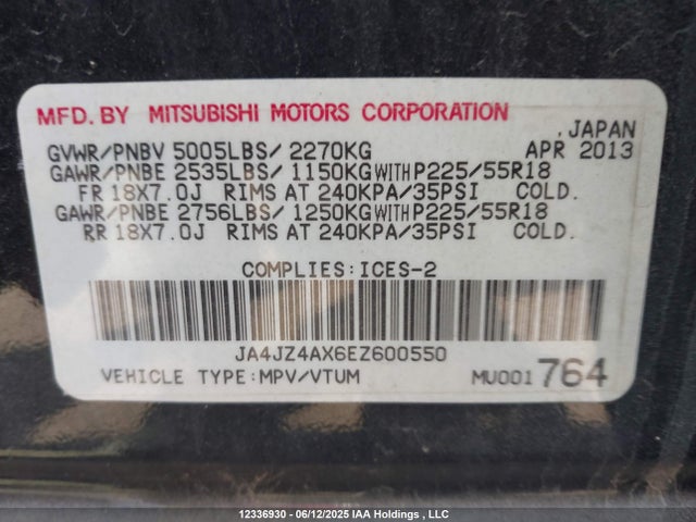 JA4JZ4AX6EZ600550 Mitsubishi sohc mivec