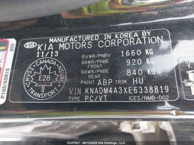 KNADM4A3XE6338819 KIA dohc gamma