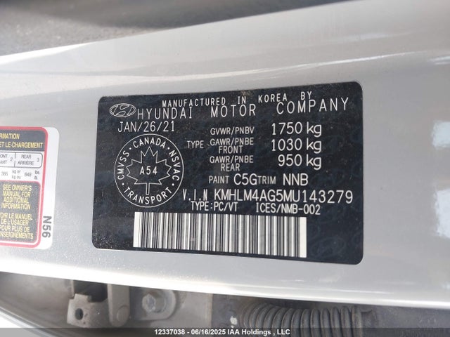 KMHLM4AG5MU143279 Hyundai mpi nu pe