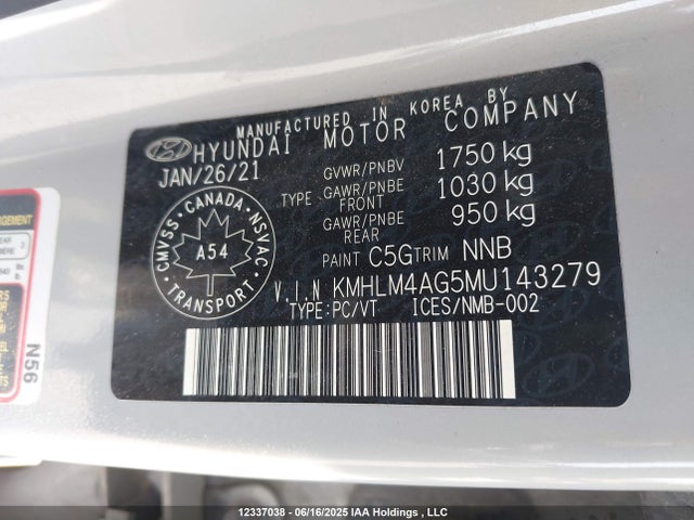 KMHLM4AG5MU143279 Hyundai mpi nu pe