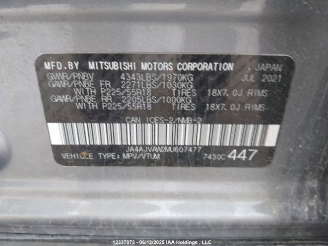 JA4AJVAW2MU607477 Mitsubishi mivec