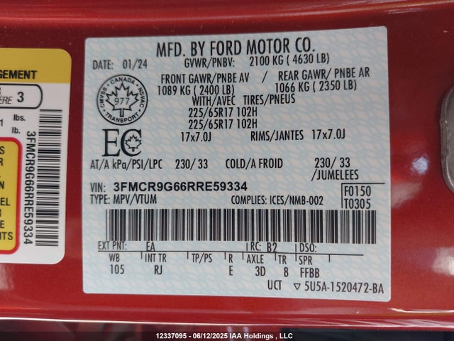 3FMCR9G66RRE59334 Ford dragon