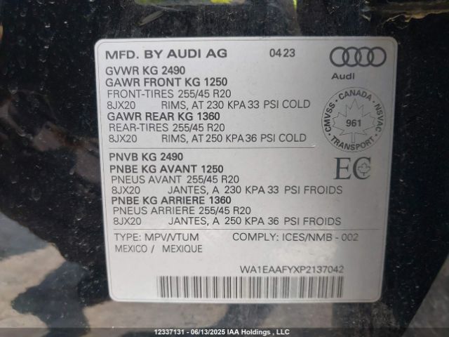WA1EAAFYXP2137042 Audi 45 tfsi