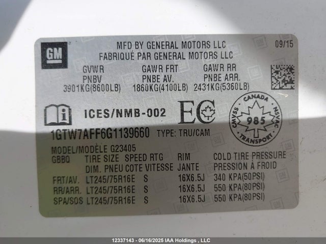 1GTW7AFF6G1139660 GMC L20 - Flexible Fuel (gas/ethanol), Sfi Iron
