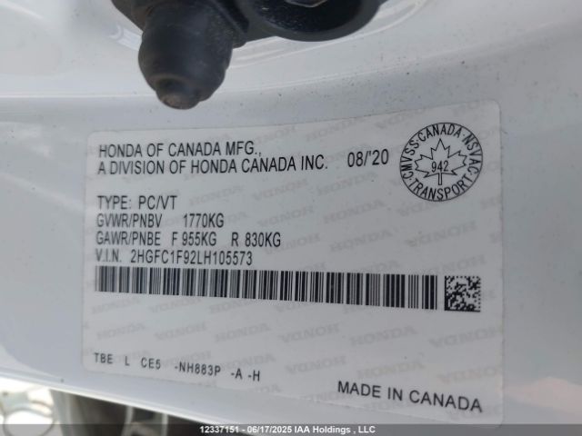 2HGFC1F92LH105573 Honda l15b7