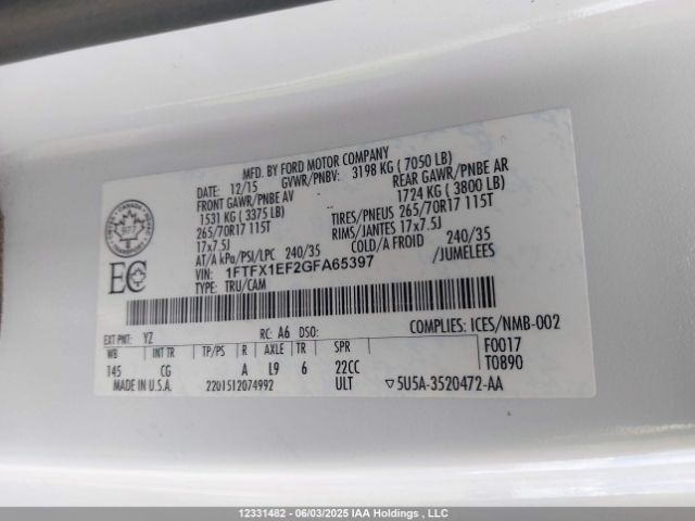 1FTFX1EF2GFA65397 Ford F-150 Xl