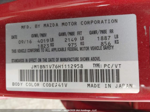 JM1BN1V76H1112958 Mazda Mazda3 Gs