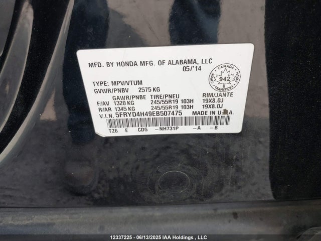 Acura j35y5 2014 5FRYD4H49EB507475 Image 9