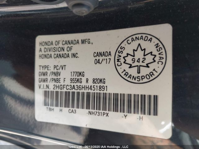 2HGFC3A36HH451891 Honda l15b7