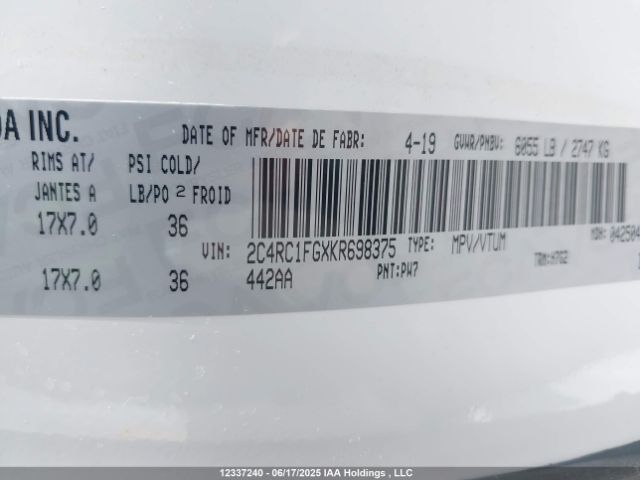 2C4RC1FGXKR698375 Chrysler 2019