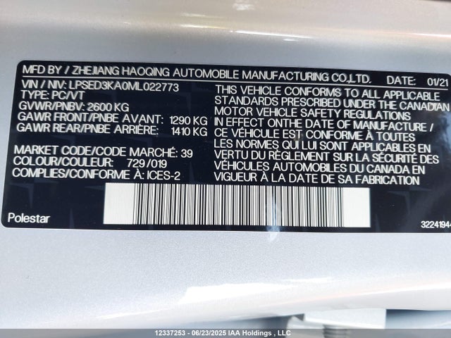 Polestar e400v6 2021 LPSED3KA0ML022773 Image 9