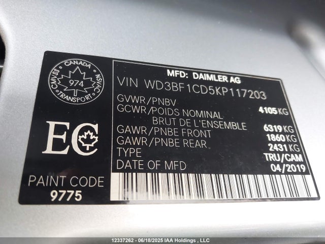 WD3BF1CD5KP117203 Mercedes-Benz om 642 with brake assist