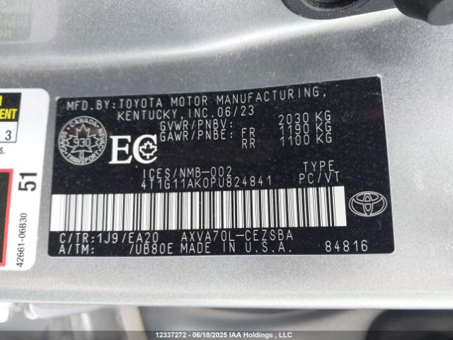 4T1G11AK0PU824841 Toyota a25a-fks