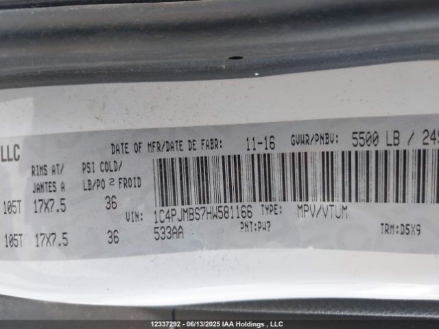 1C4PJMBS7HW581166 Jeep Cherokee