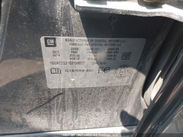Cadillac lfx 2014 1G6AC5S31E0188652 Image 9