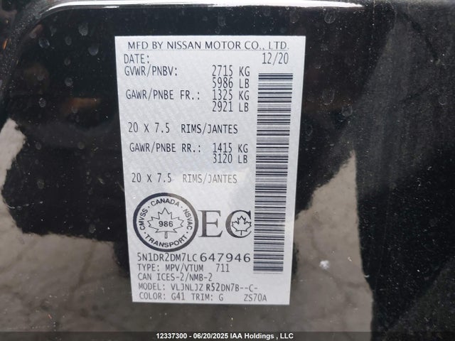 5N1DR2DM7LC647946 Nissan 2020