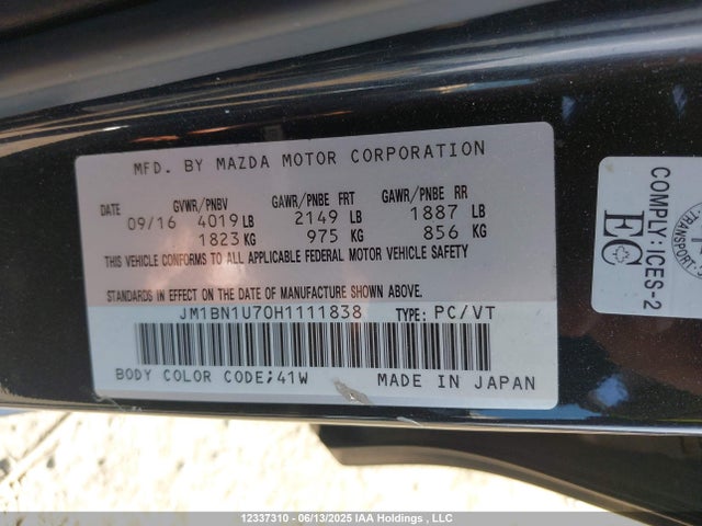JM1BN1U70H1111838 Mazda pe