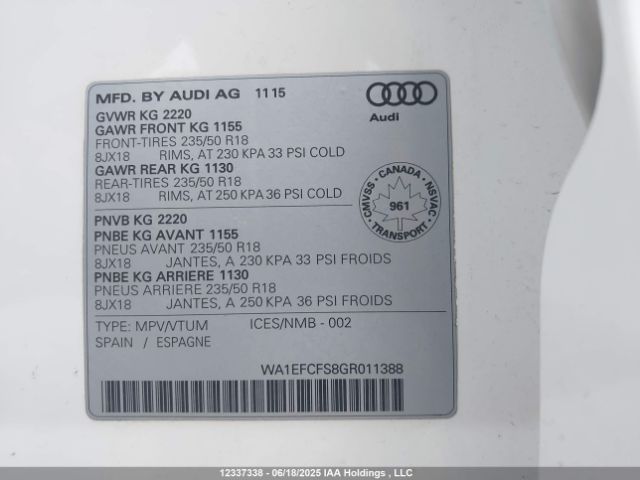 WA1EFCFS8GR011388 Audi Q3
