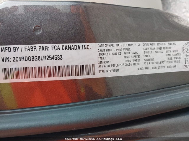 2C4RDGBG8LR254533 Dodge Grand Caravan