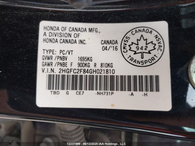 2HGFC2F84GH021810 Honda k20c2