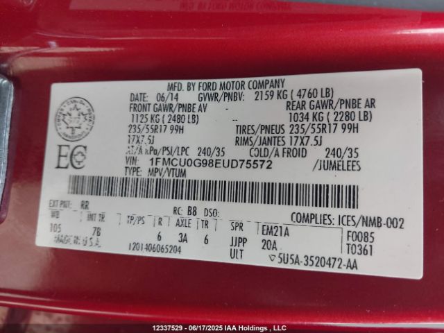 1FMCU0G98EUD75572 Ford 2014