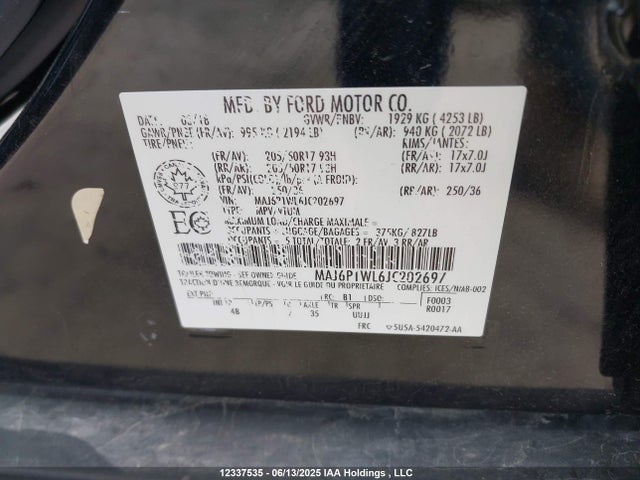 MAJ6P1WL6JC202697 Ford Ecosport