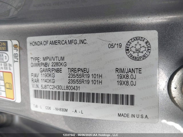 5J8TC2H30LL800431 Acura k20c4